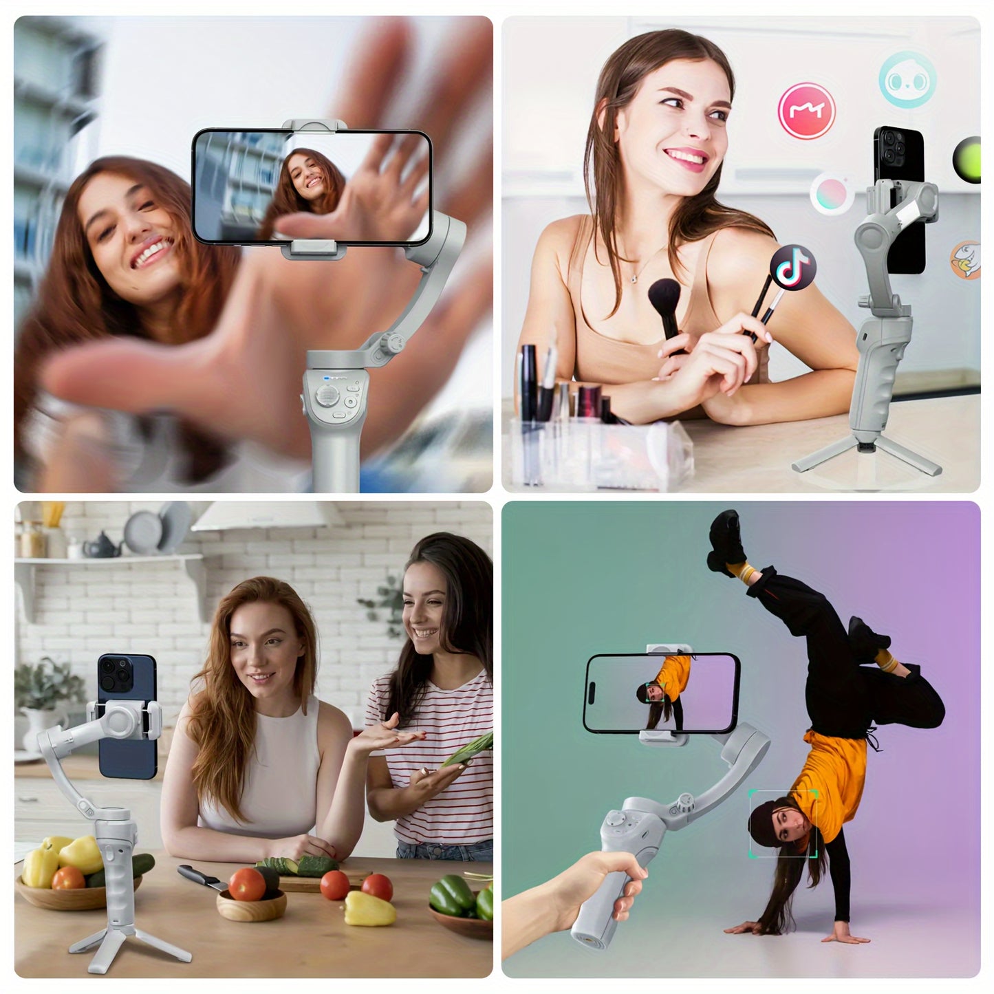 AI Smartphone Gimbal Stabilizer, 3-Axis Mobile Phone Gimbal, LED Light And Tripod, Object Tracking, Follow-Me Selfie And Live Streaming Gadget, Anti-Shake Balance And Face Tracking 360-Degree Automatic Rotation, TikTok Video