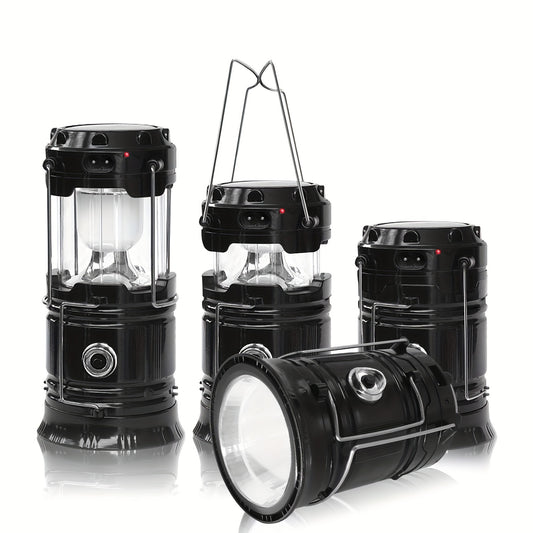 4-Pack Solar Camping Lantern, Collapsible LED Solar USB Rechargeable Lantern Flashlight