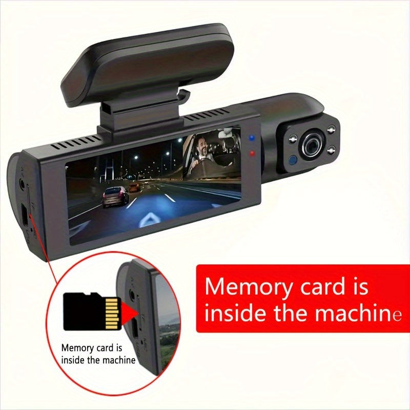 The Latest Dashcam 1080P Dual Camera USB Rechargeable Lithium Polymer Battery Onboard DVR, 3.16-inch IPS Screen.