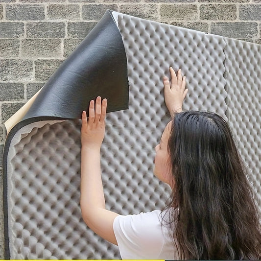 Self-Adhesive NBR Acoustic Foam Roll - Pyramid Soundproofing Panels, Egg Crate Sound Deadening & Thermal Insulation Material.