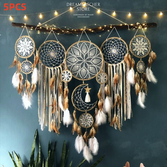 5 Pack Large Size Dream Catcher - Handmade Bohemian Wall Decoration