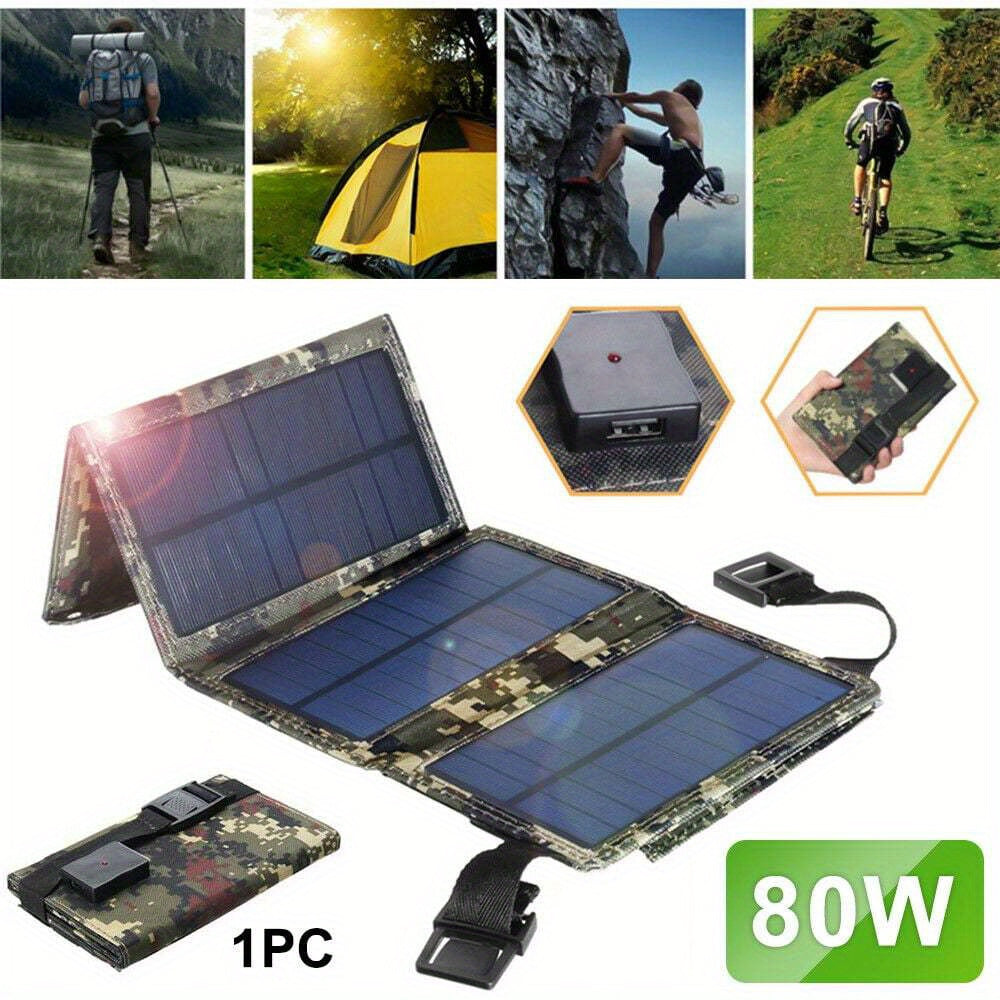 80W USB Solar Panel Folding Power Bank Outdoor Phone Charger