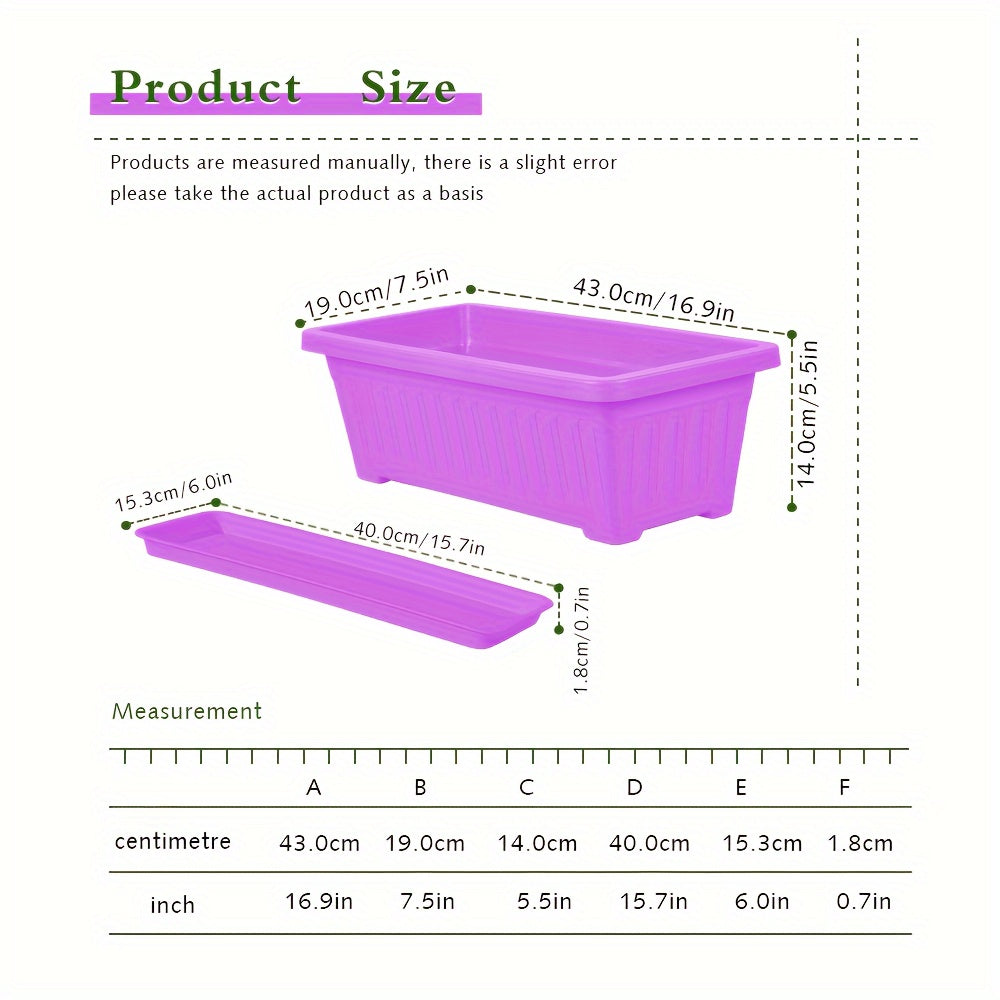 7Pcs 16.9Inches Rectangle Planter Box With Drainage Holes