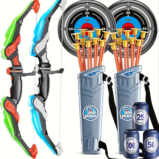 Light-Up Bow and Arrow Set for Youngsters, Outdoor Sports Toy Kit with Targets & Accessories