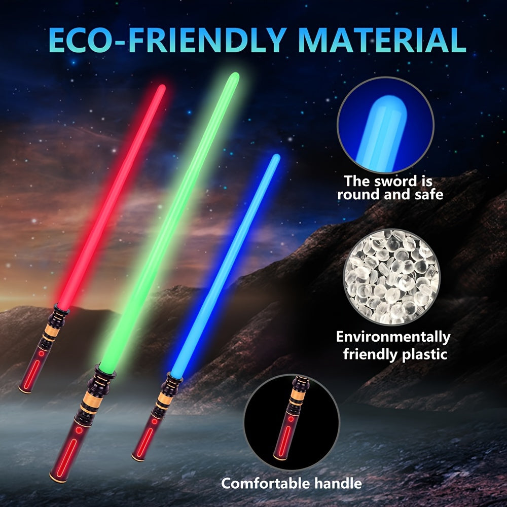 3 Pack Light Saber, For Kids With FX Sound, Expandable Light Up Saber