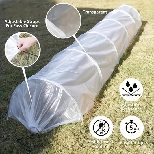 Mini Greenhouse Tunnel Kit - White Polyethylene with Adjustable Straps, Ideal for Winter Protection & Strawberry Growth (1pc)