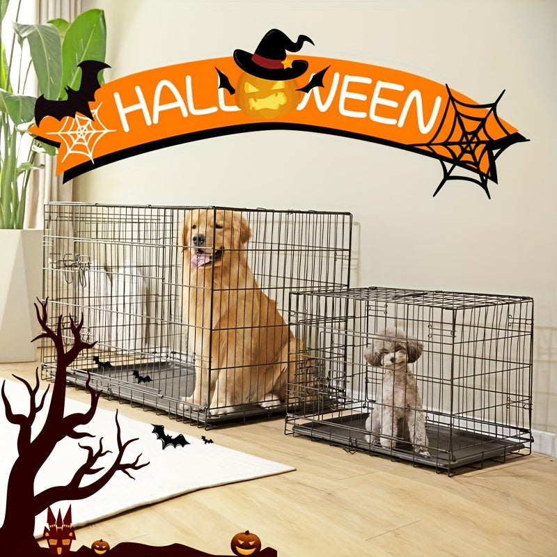 Folding Dog Crate  with Double Doors, Divider Panel, Removable Tray