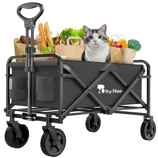 Heavy Duty Iron Frame Collapsible Trolley with All-Terrain Wheels, Multi-Purpose Garden Cart.
