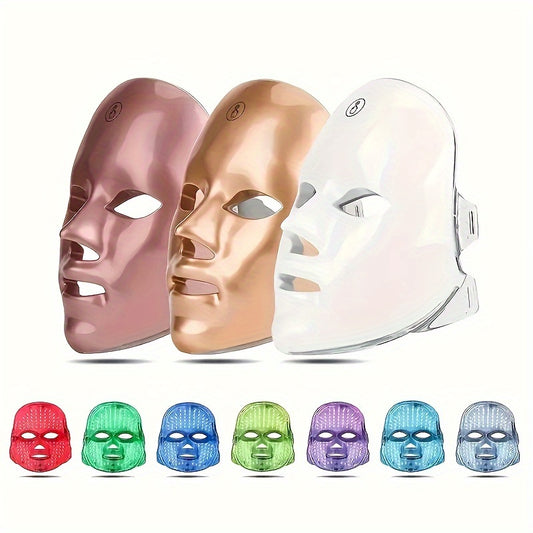 Rechargeable 7-color LED face mask facial care tool