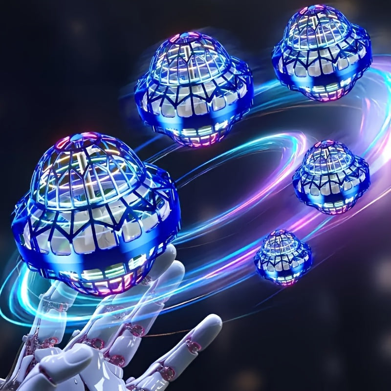 Cosmic UFO Spaceship Flying Ball, Hand Operated Boomerang Hovering LED Lights Mini Drone.