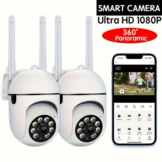 2PCS Compact Wireless IP Security Cameras - 1080P Full HD Video, 2.4G Long Range WiFi Connection, Night Vision, APP Remote Surveillance, 2-Way Voice Intercom, Motion Detection, Real-Time Alerts For Home & Business Surveillanc