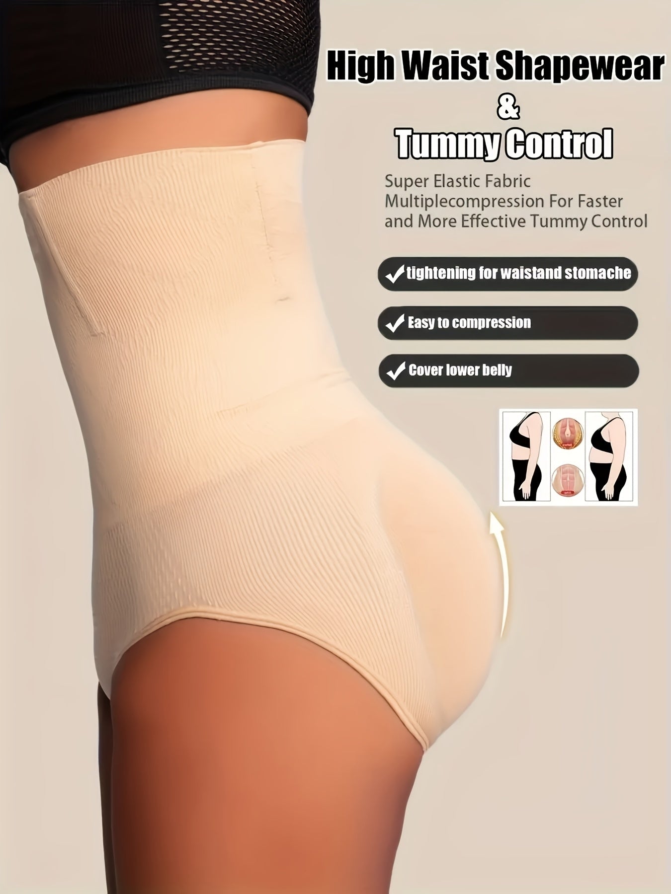 2pcs High-Waist Tummy Control Shapewear Panties for Women - Slimming Waist Trainer, Butt Lifter & Body Shaper Underwear