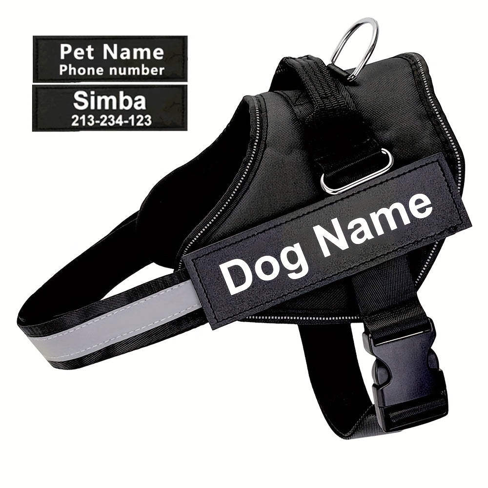 Customizable Heavy-Duty No Pull Dog Harness - Basic Halter Harnesses for Training, Walking, Preventing Tugging, Pulling, Choking - Personalized with Pet's Name and Phone Number