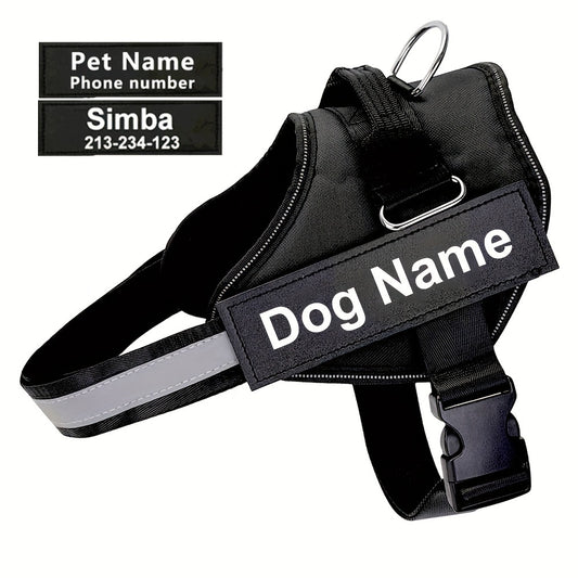 Customizable Heavy-Duty No Pull Dog Harness - Basic Halter Harnesses for Training, Walking, Preventing Tugging, Pulling, Choking - Personalized with Pet's Name and Phone Number