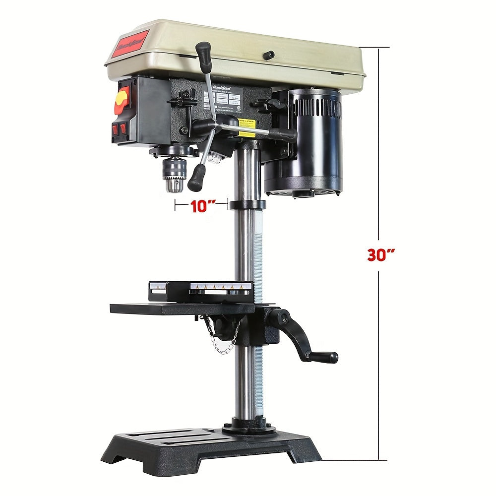 6.0 Amp 3/4 HP 10-Inch Drill Press 5-Speed Benchtop Drilling Machine With LED Work Light