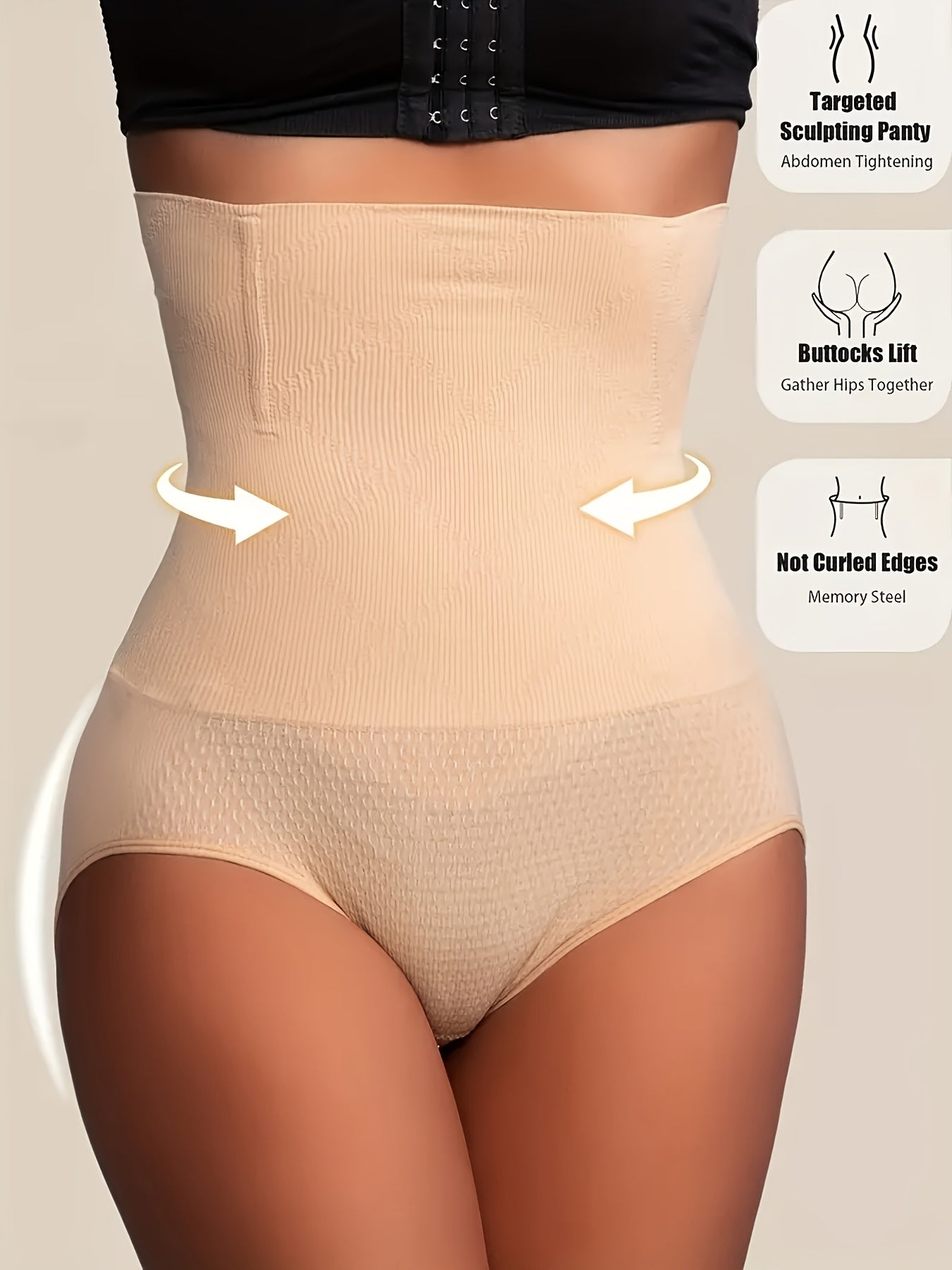 2pcs High-Waist Tummy Control Shapewear Panties for Women - Slimming Waist Trainer, Butt Lifter & Body Shaper Underwear