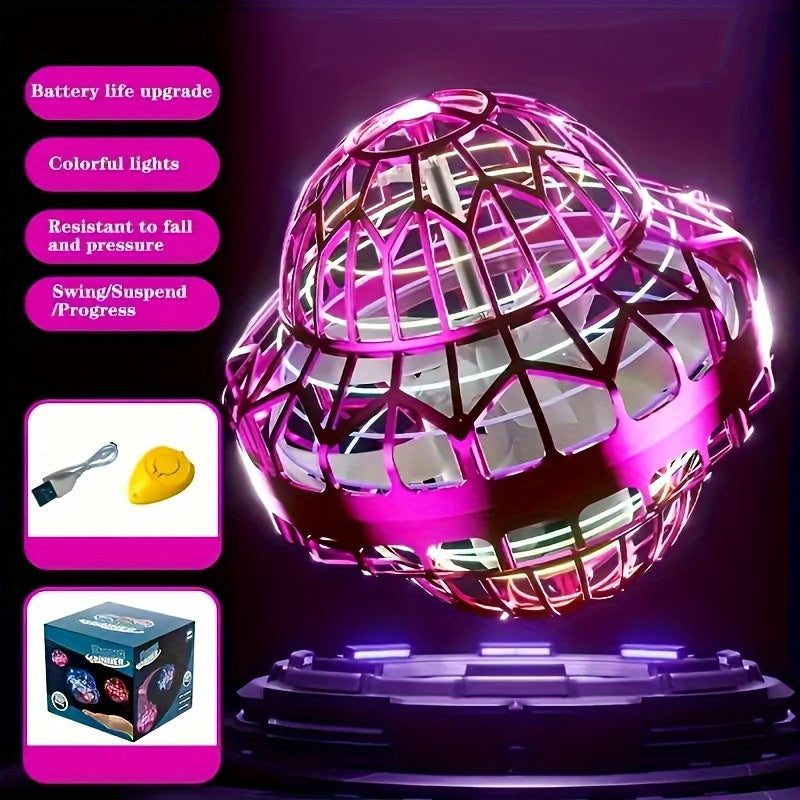 Cosmic UFO Spaceship Flying Ball, Hand Operated Boomerang Hovering LED Lights Mini Drone.