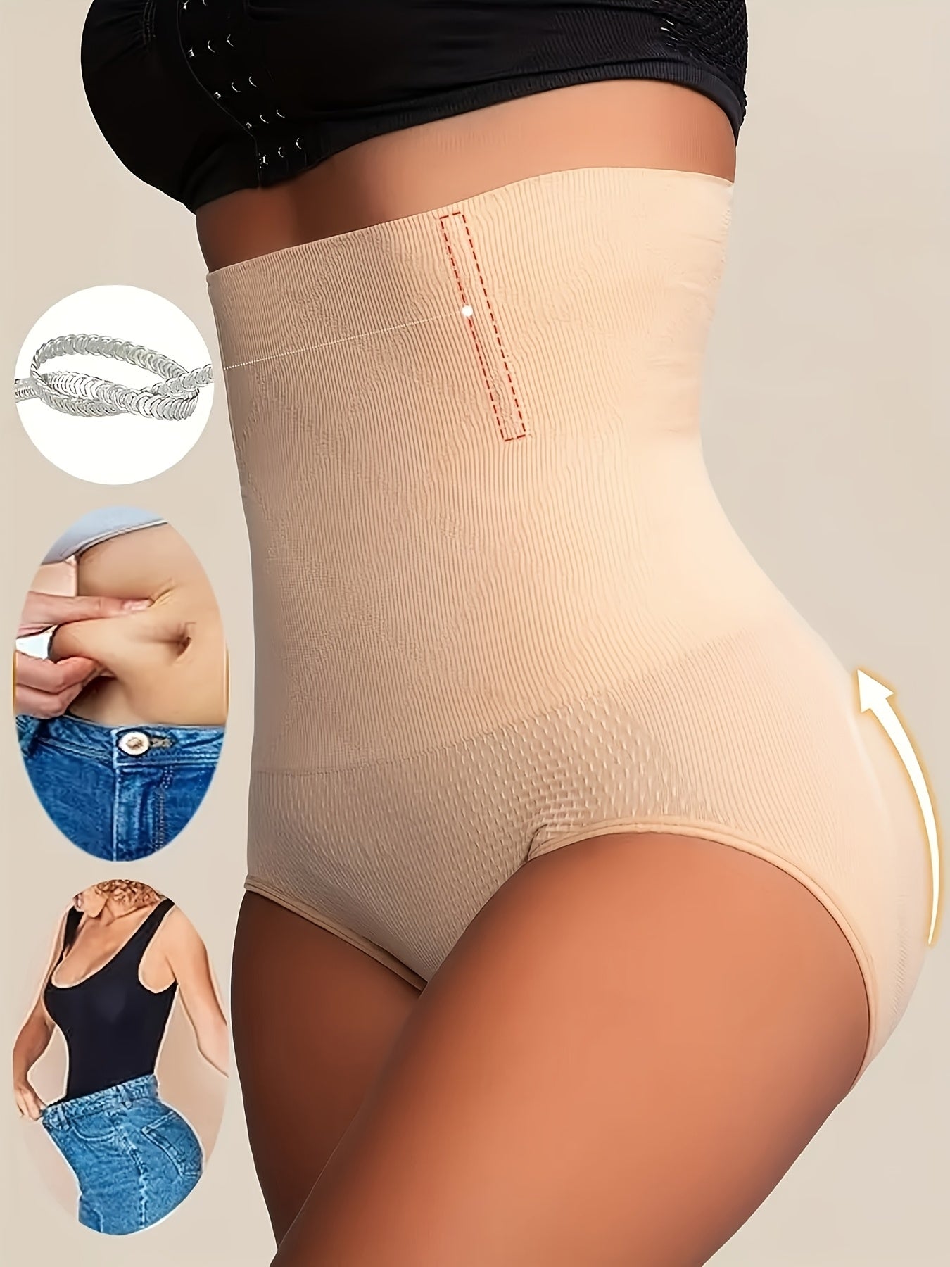 2pcs High-Waist Tummy Control Shapewear Panties for Women - Slimming Waist Trainer, Butt Lifter & Body Shaper Underwear