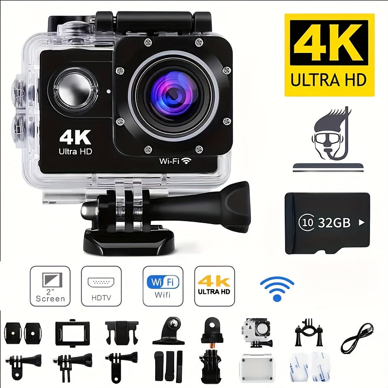 High Clarity 4K 1080P WiFi 16 Mega Sports Action Camera DVR Camcorder Outdoor Cycling Diving HD Camera With 32G Card