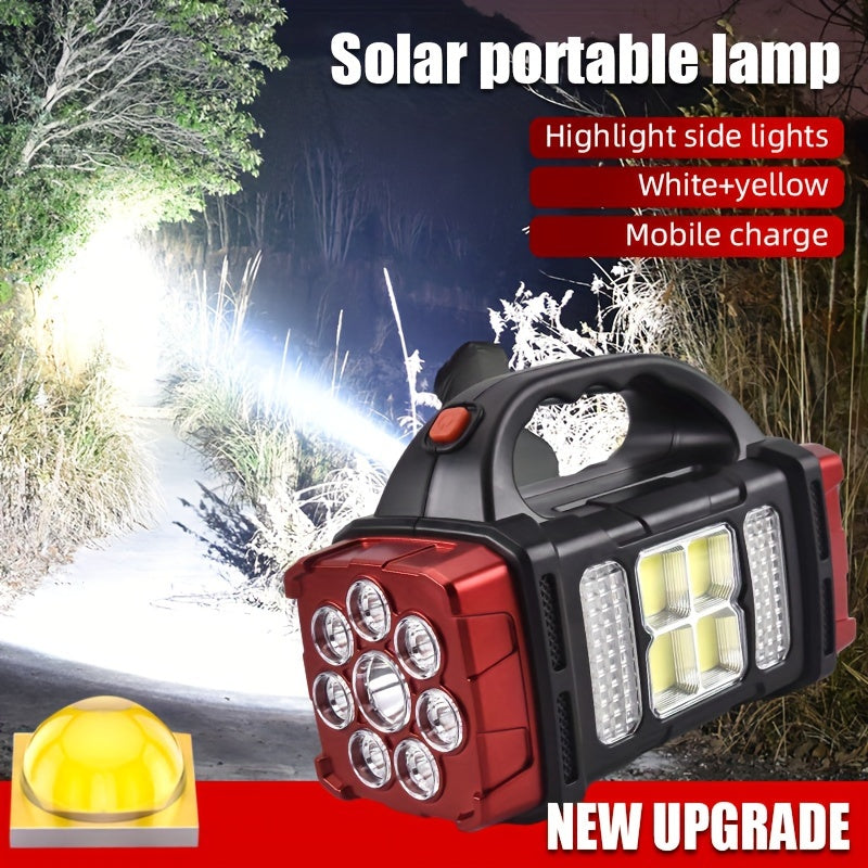 Multifunctional LED Solar Light, Bright Rechargeable Flashlight Torch Solar+USB Rechargeable Waterproof Power Bank Lights