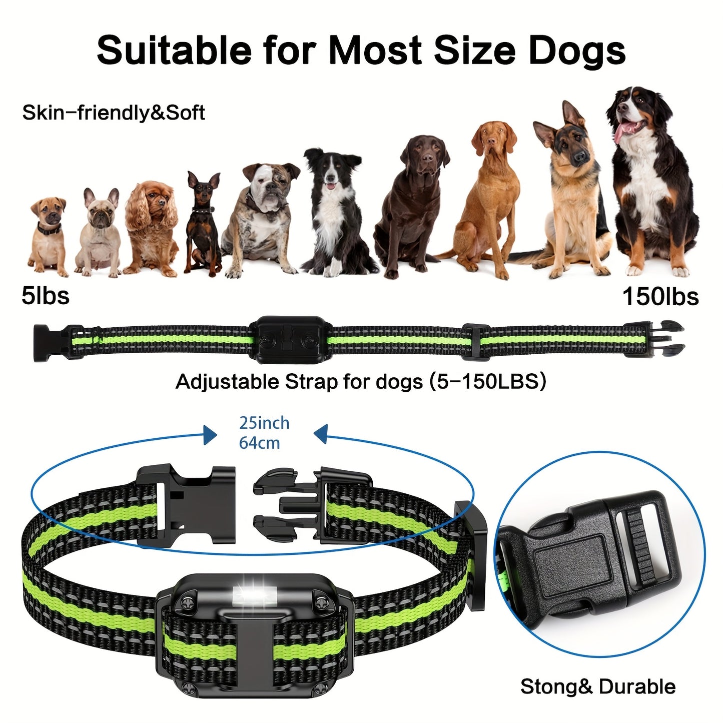 3000Ft Waterproof  Dog Training Collar With Remote, Dog Shock Collar With Beep, Vibration, Light,