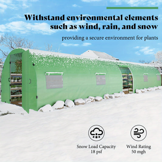 44x10x7.5 FT Giant Walk-In Greenhouse - Heavy Duty Galvanized Steel Frame, Upgraded Swing Door, Premium PE Cover.