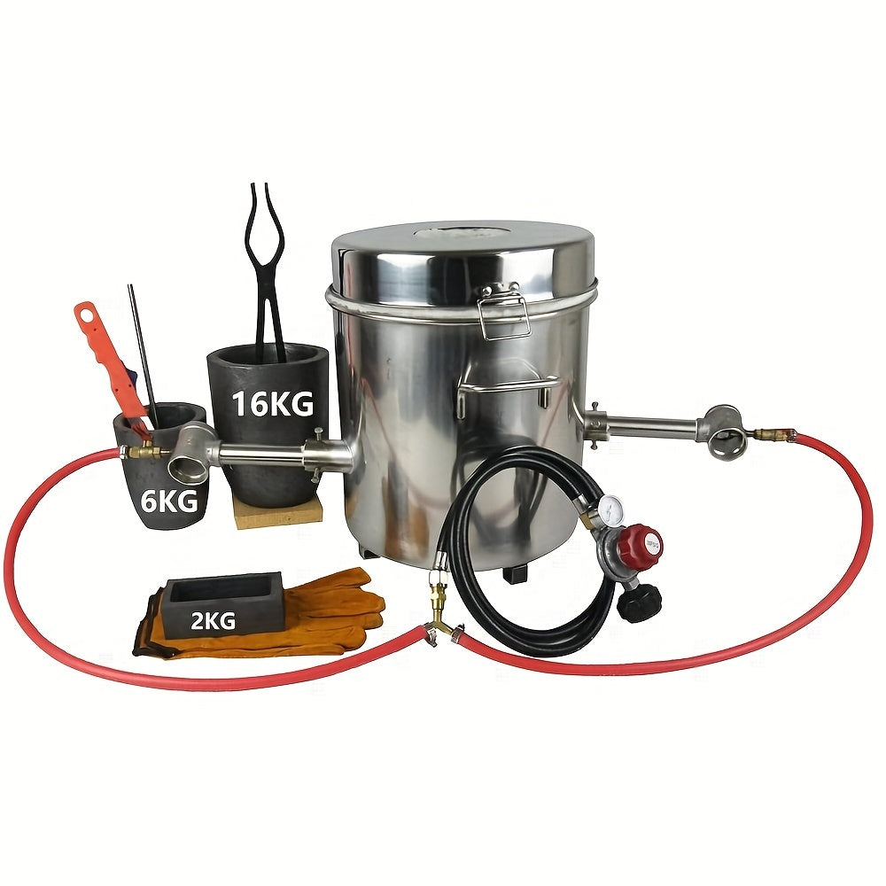 16KG/35.27LBS Metal Melting Furnace Foundry Kit, Suitable For Metal Refining Recycle, And Precious Metal Casting, Smelting Forge Tool. No Electricity Needed