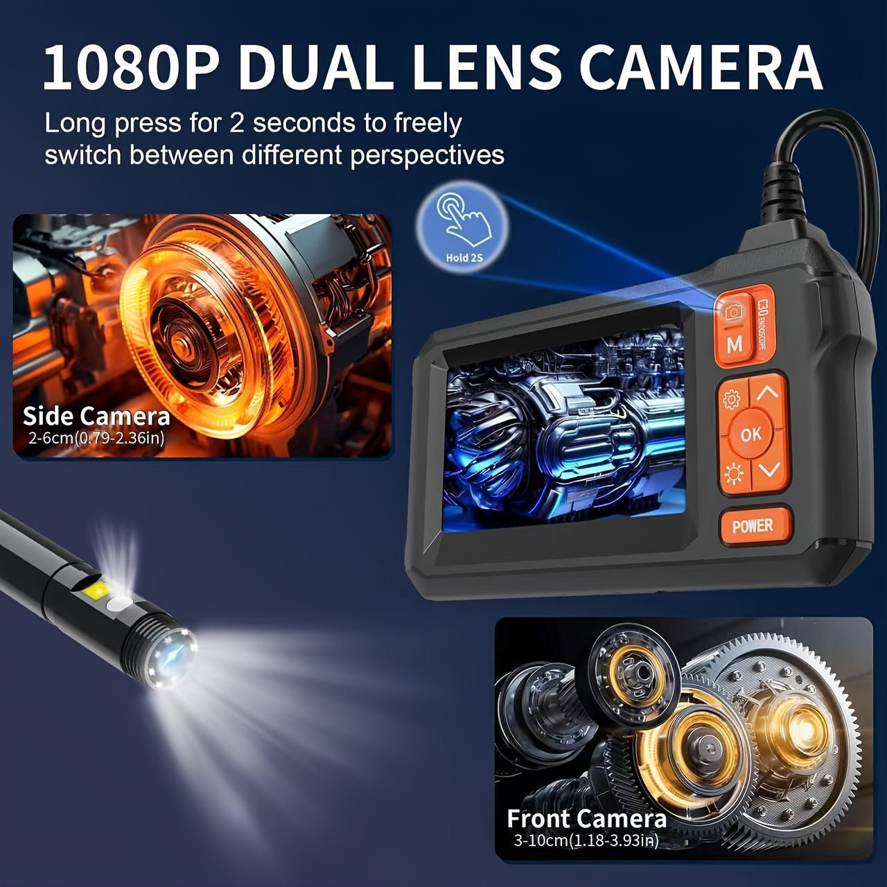 Borescope Camera With Light, IP67 Waterproof Endoscope Camera With Light, 1080P HD Inspection Camera, 50ft Snake Camera,