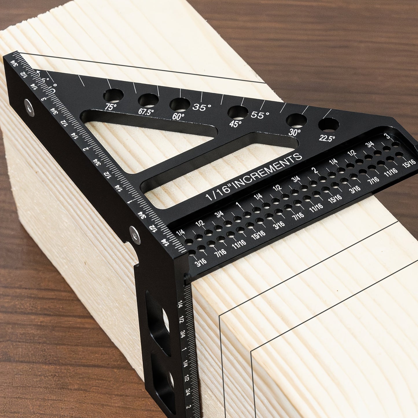 High Precision 45/90 Degree Multi-Angle Measuring Ruler, Miter Triangle Ruler