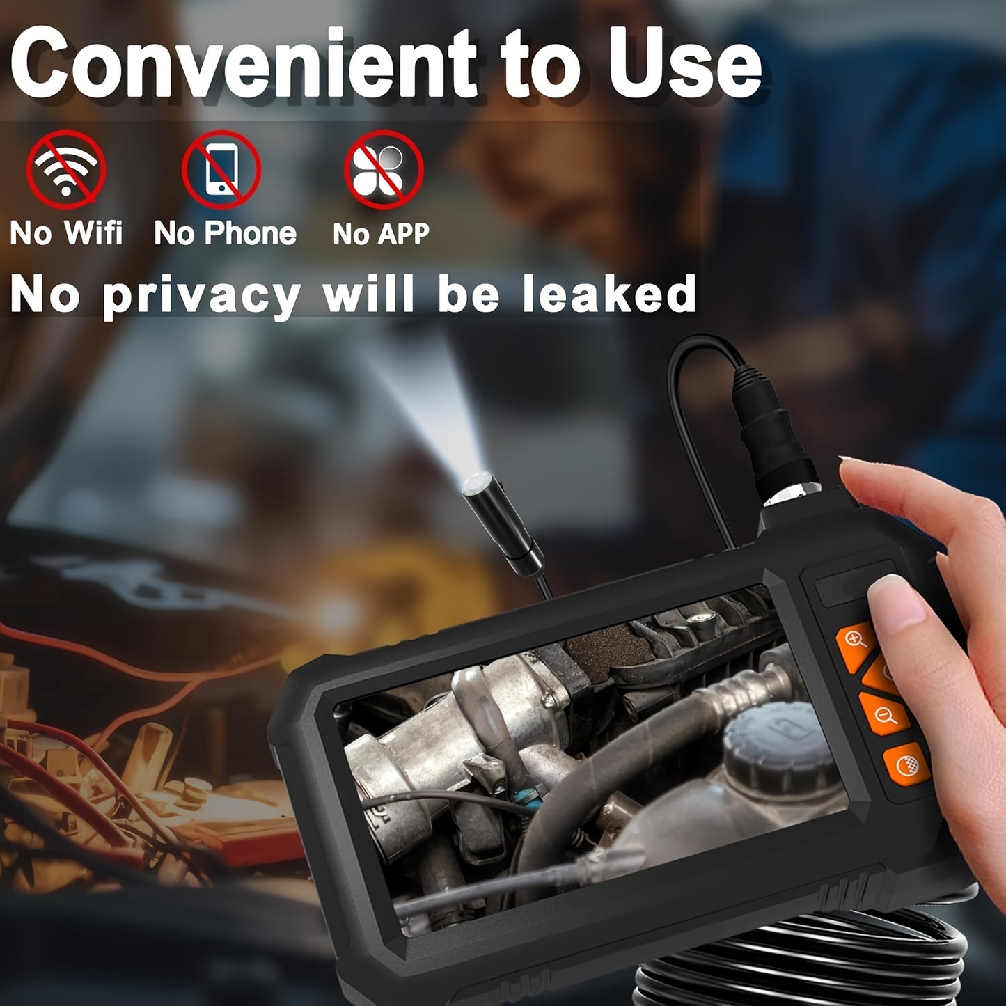 Borescope Camera With Light, Waterproof. With Light, 1080P HD Inspection Camera