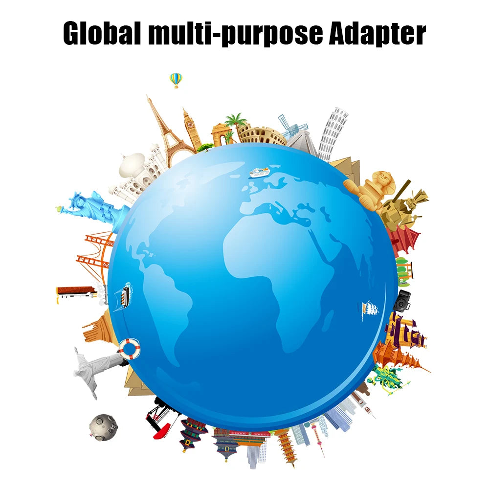 Universal AC Power Charger Adapter International Plug Adapter 2 USB Port All in One