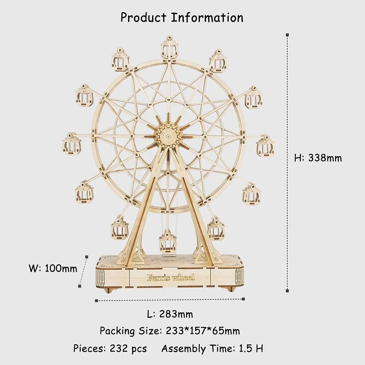 3d Wooden Puzzle Music Box Ferris Wheel