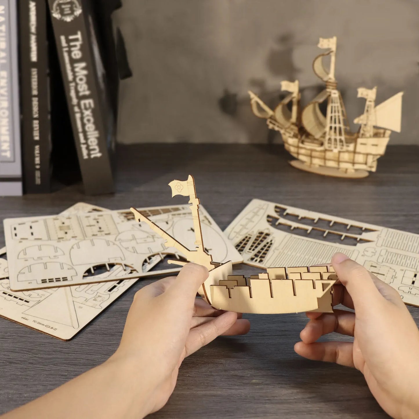 3D Wooden Puzzle, Ocean Sailboat Model Kits