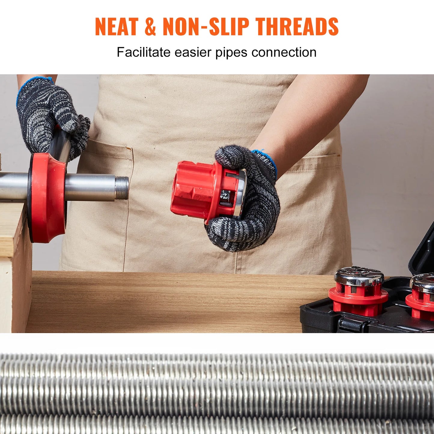 Manual Pipe Threader Ratchet Tool Portable Pipe Threading Set with 6PCS NPT Dies for Galvanized Aluminum Iron Copper Pipes
