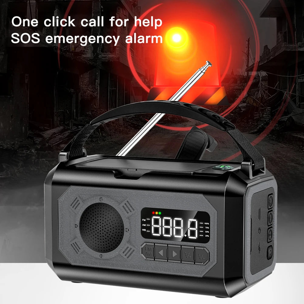 12000mAh Emergency Radio Multifunction Radio Hand Crank Solar AM/FM/NOAA Weather Radio.