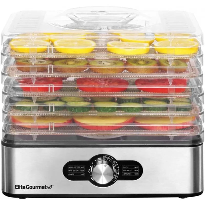 Food Dehydrator, Stainless Steel Trays, Adjustable Temperature Controls