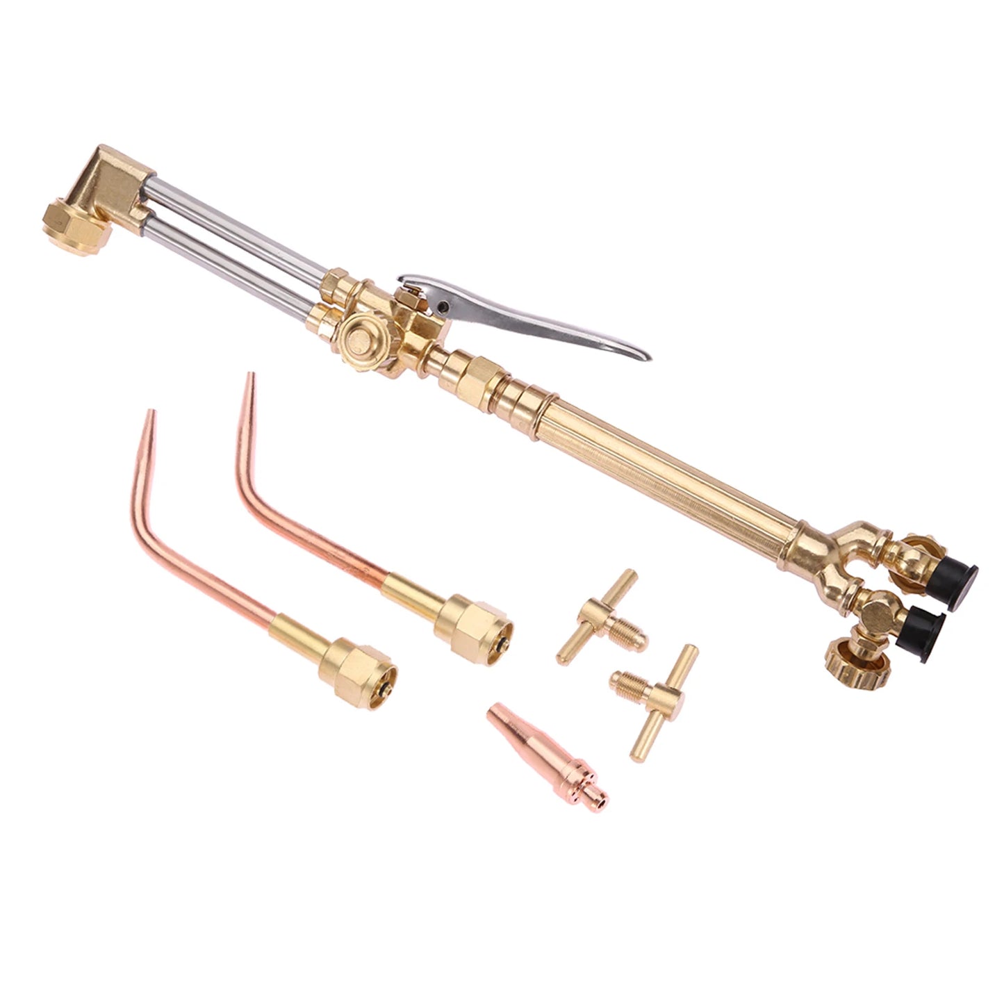 Long Pipe Brass Nozzle Welding Torch Kit with Gauge Oxygen Acetylene, Brass Nozzle Welding Cutting Torch Kit Soldering Equipment