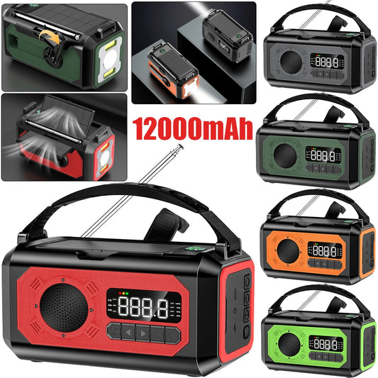 12000mAh Emergency Radio Multifunction Radio Hand Crank Solar AM/FM/NOAA Weather Radio.