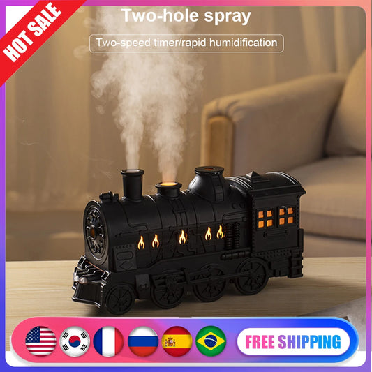 Mini Train Shape Essential Oil Diffuser with Light Cool Mist Air Humidifier