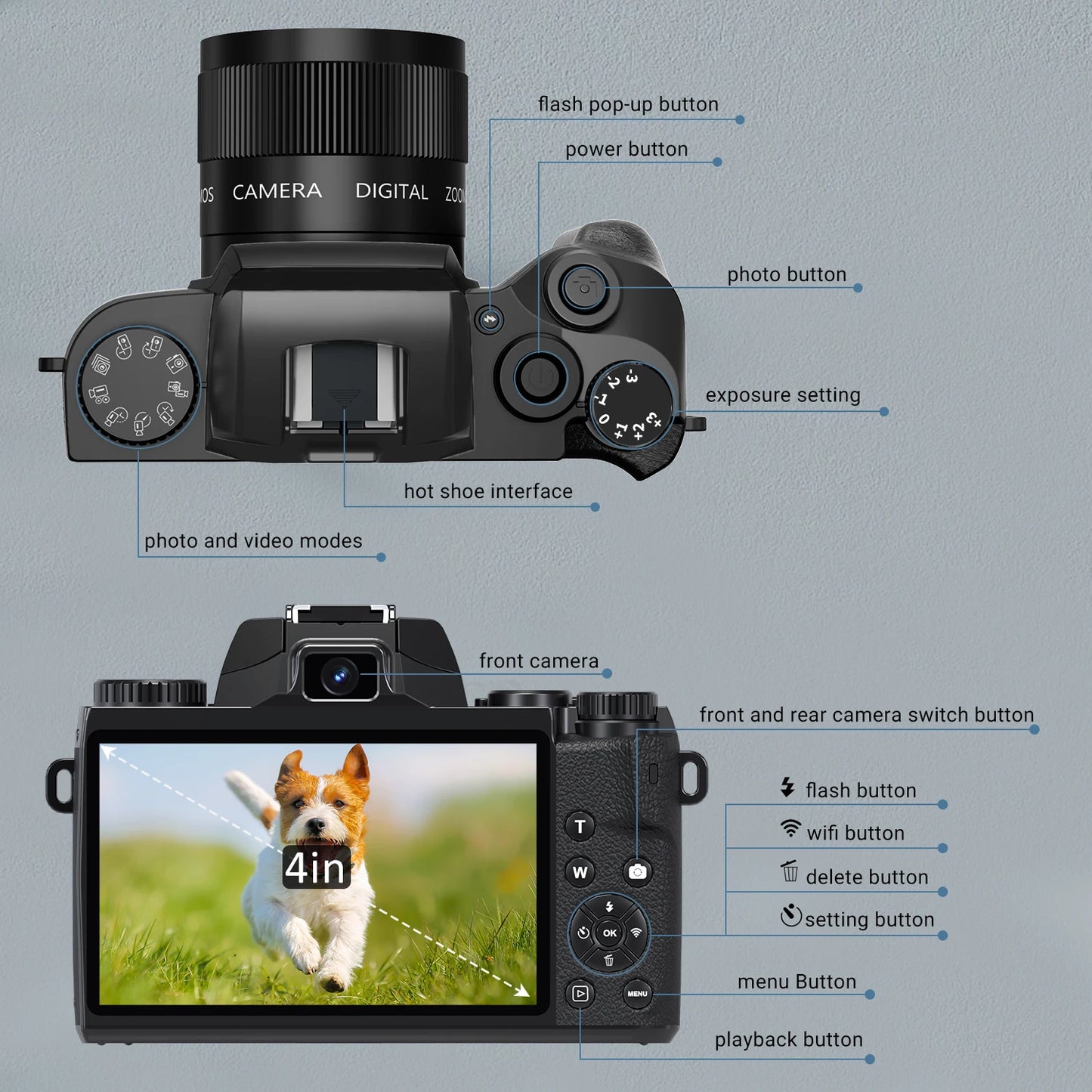 Digital Camera for Photography, 4K 64MP WiFi