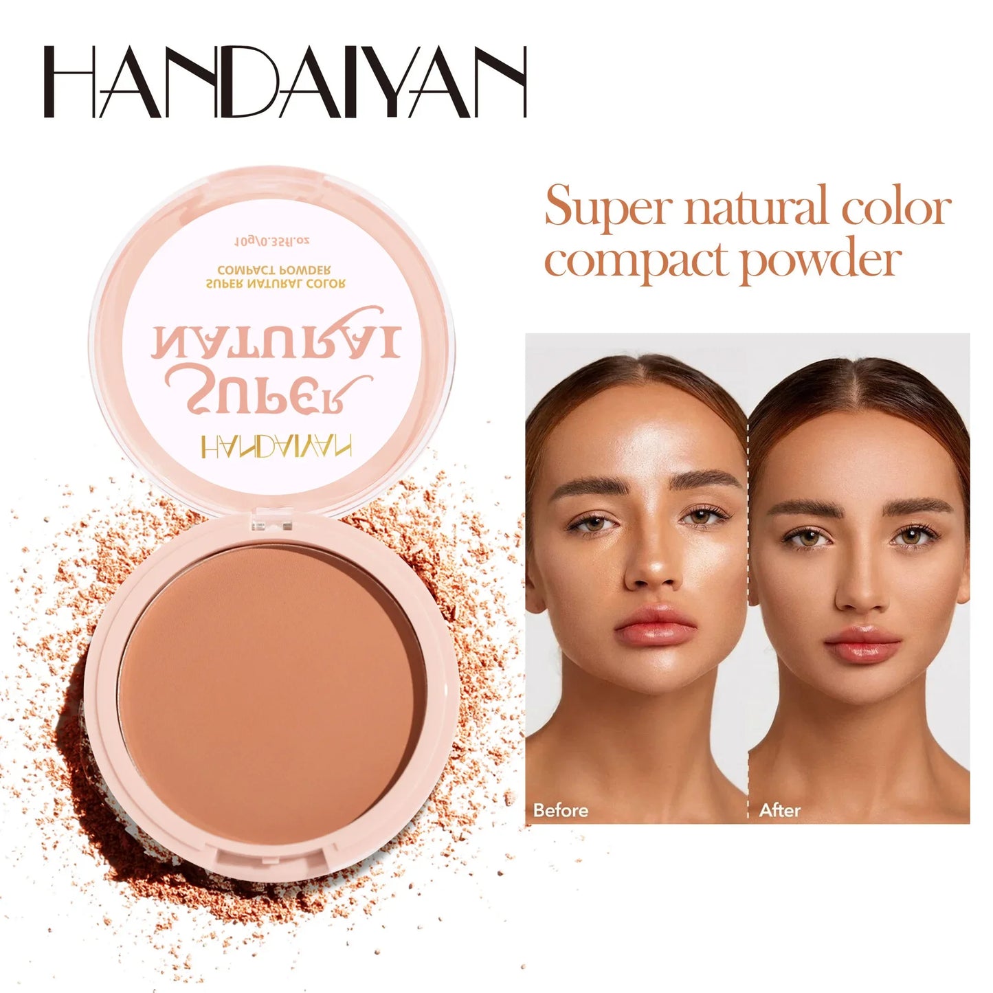 8 Color Matte Natural Setting Powder Foundation, Waterproof