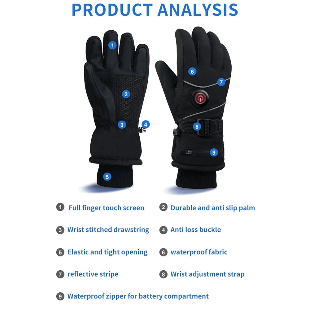 Rechargeable Heated Gloves, Waterproof