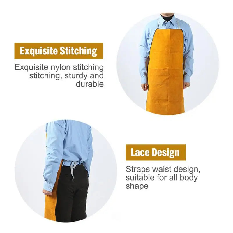 Leather Welder Apron Heavy Duty Flame Retardant Welding Work Apron.