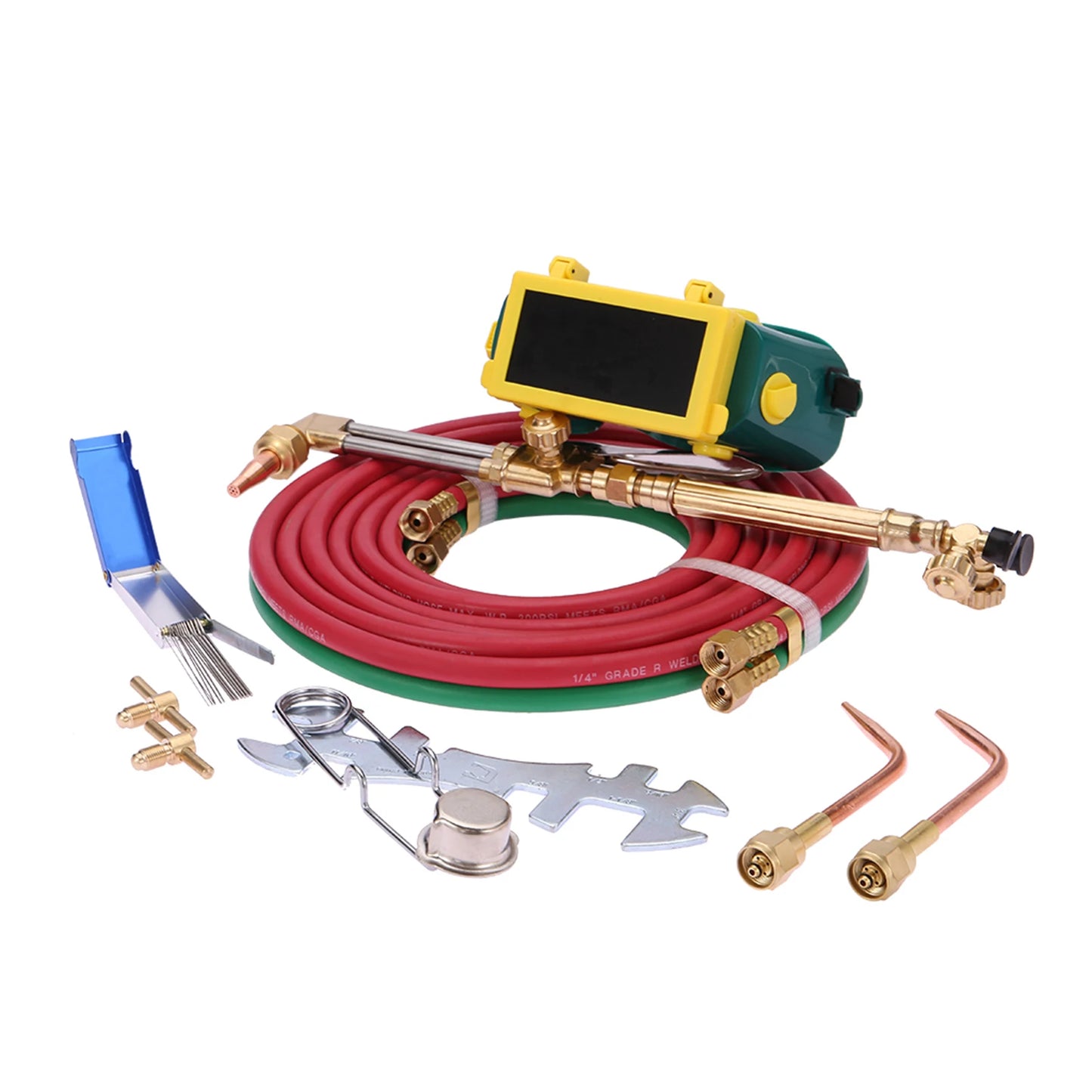 Long Pipe Brass Nozzle Welding Torch Kit with Gauge Oxygen Acetylene, Brass Nozzle Welding Cutting Torch Kit Soldering Equipment