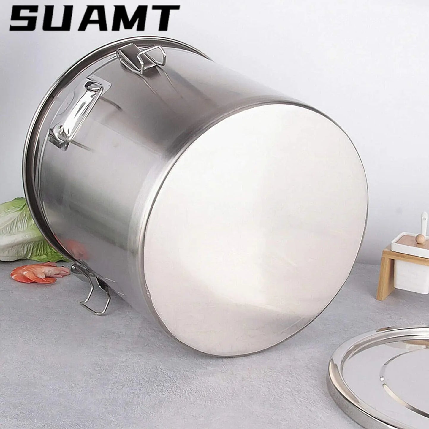 6L Stainless Steel Food Containers Grain Cereal Airtight Canister Bucket With Locking Clamp