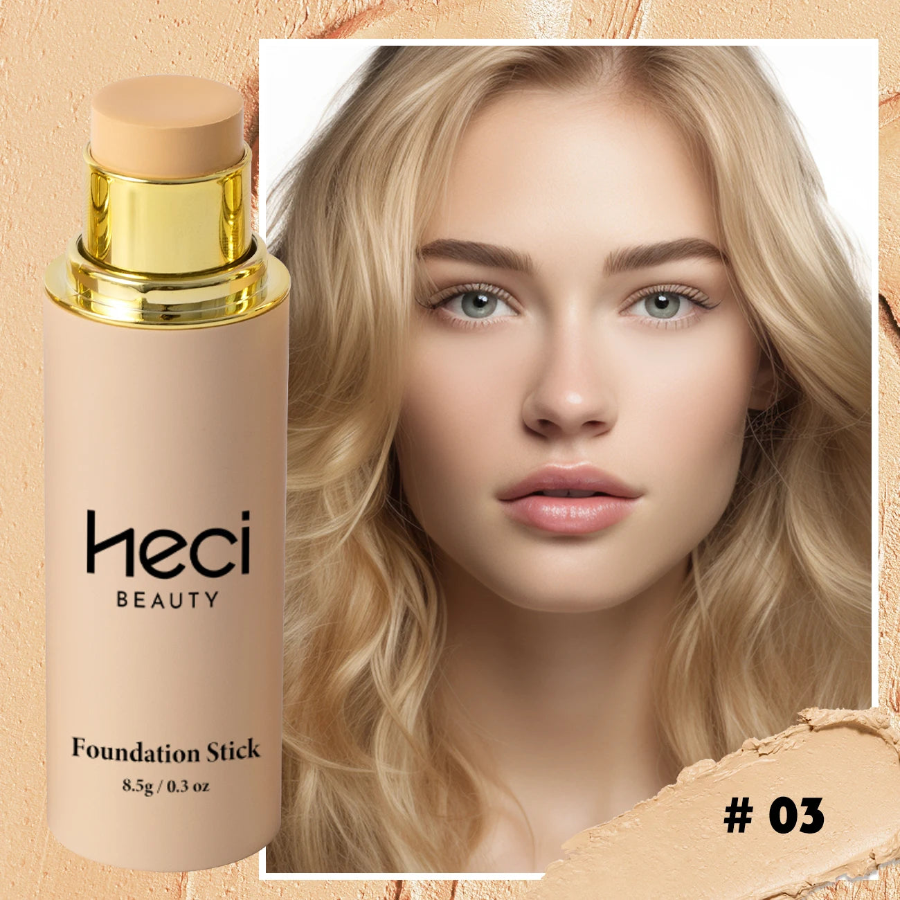 Pro Foundation Stick, Moisturizing, Waterproof, Long-Lasting Facial Base Makeup