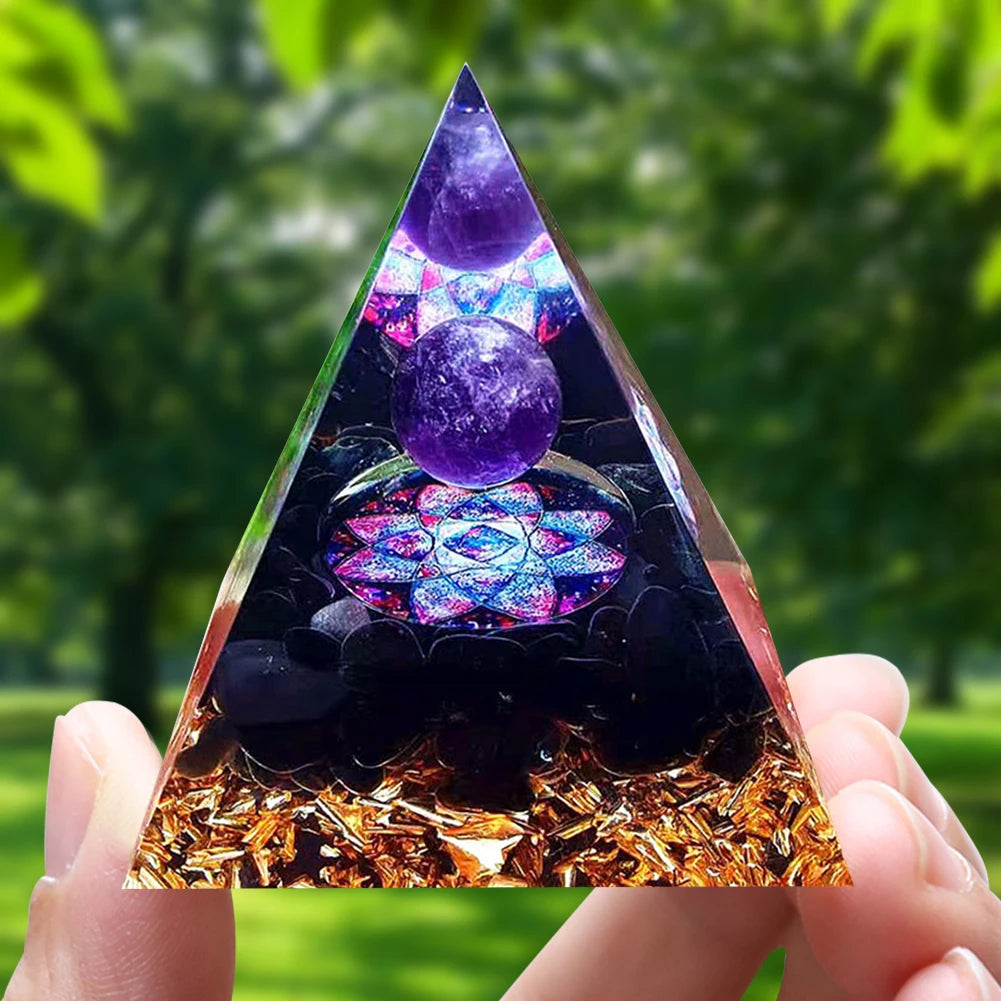 EMF Protection Healing Pyramids, Natural Crystal