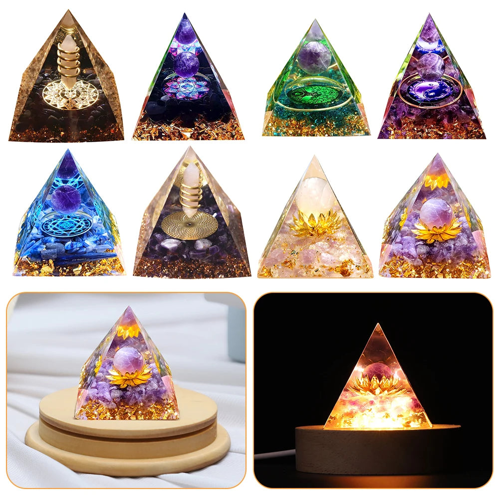 EMF Protection Healing Pyramids, Natural Crystal