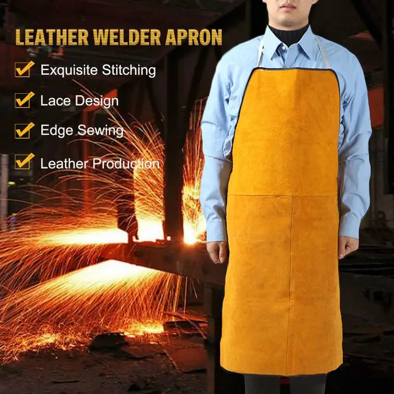 Leather Welder Apron Heavy Duty Flame Retardant Welding Work Apron.