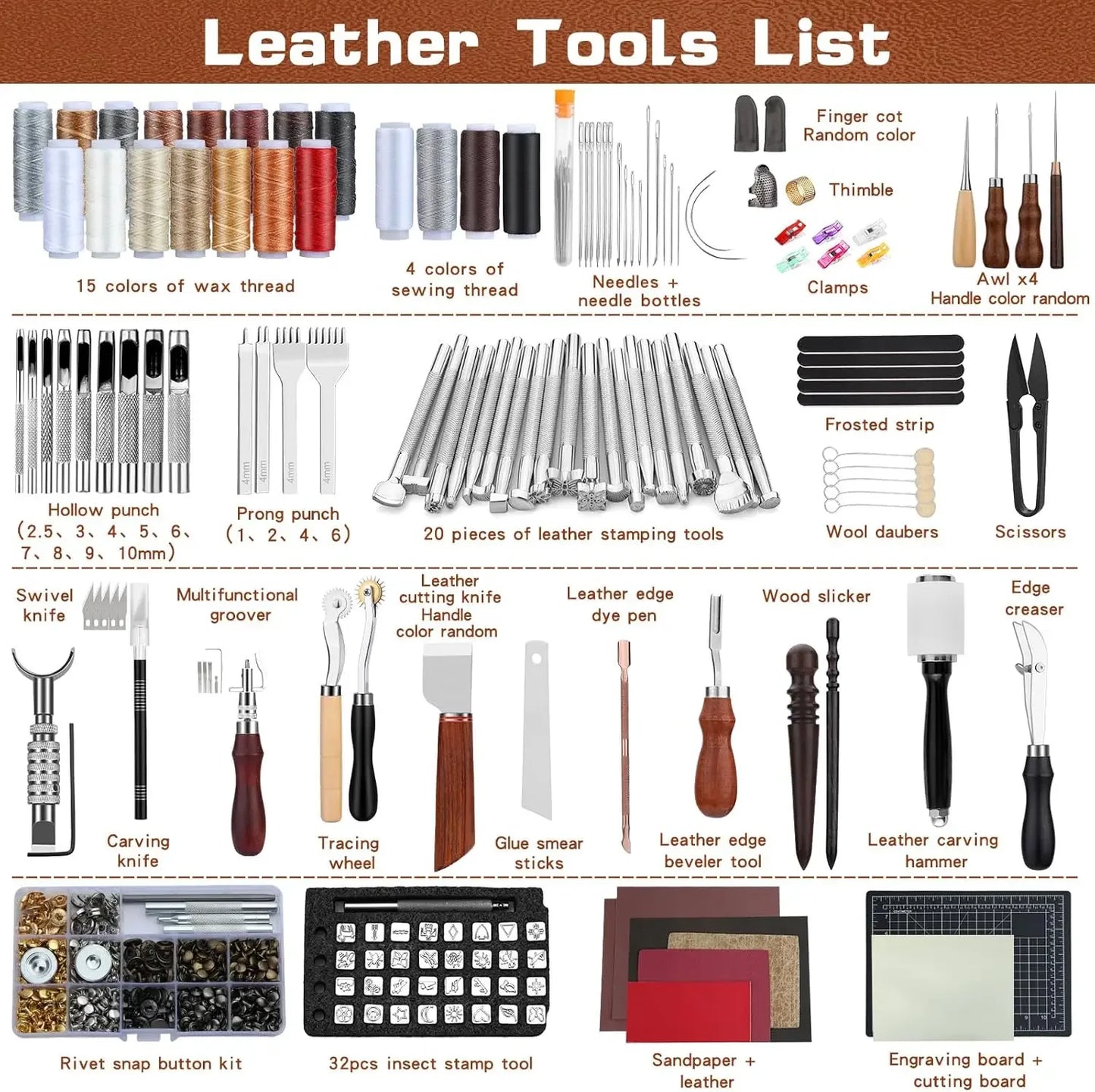 Leather Tooling Kit Leather Working Kit with Custom Handbag Cutting Mats